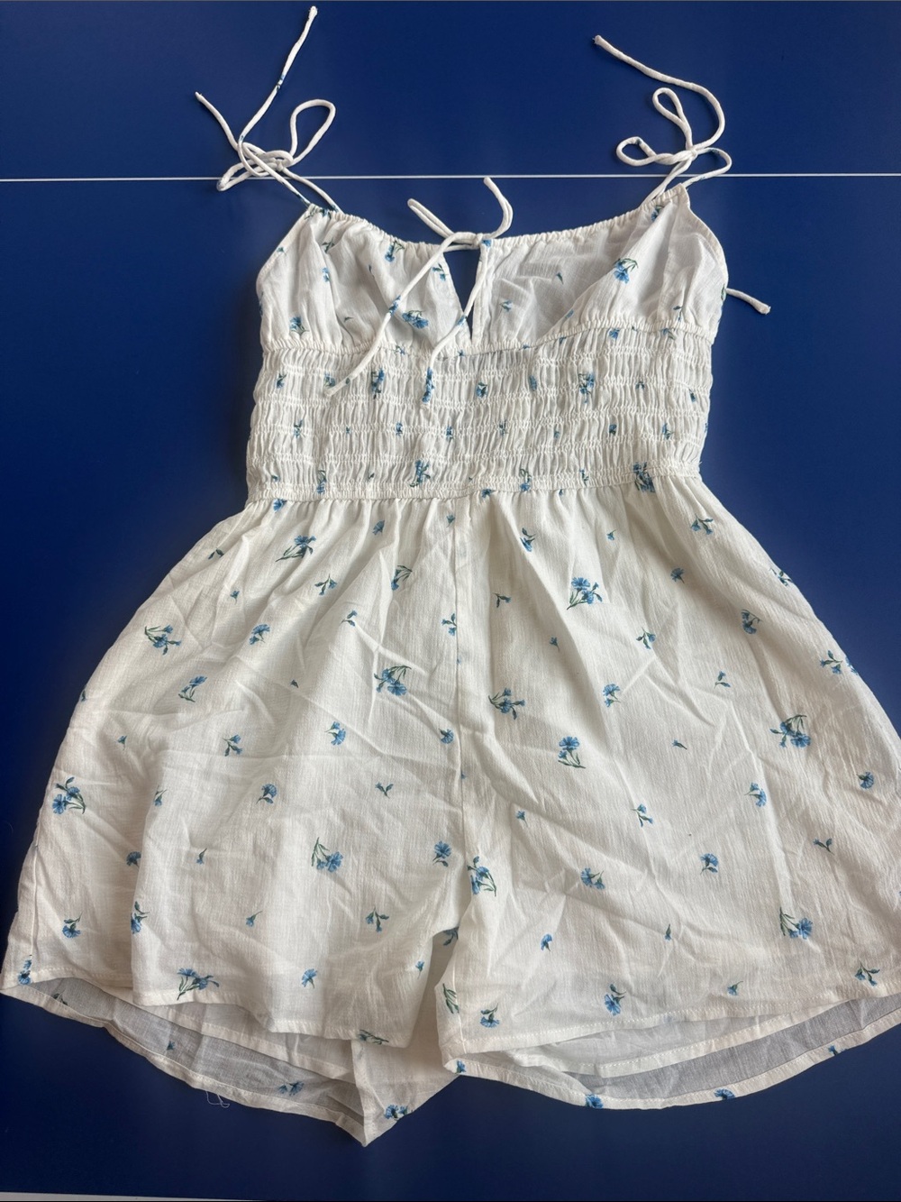 H&M White Sundress with Blue Floral Print